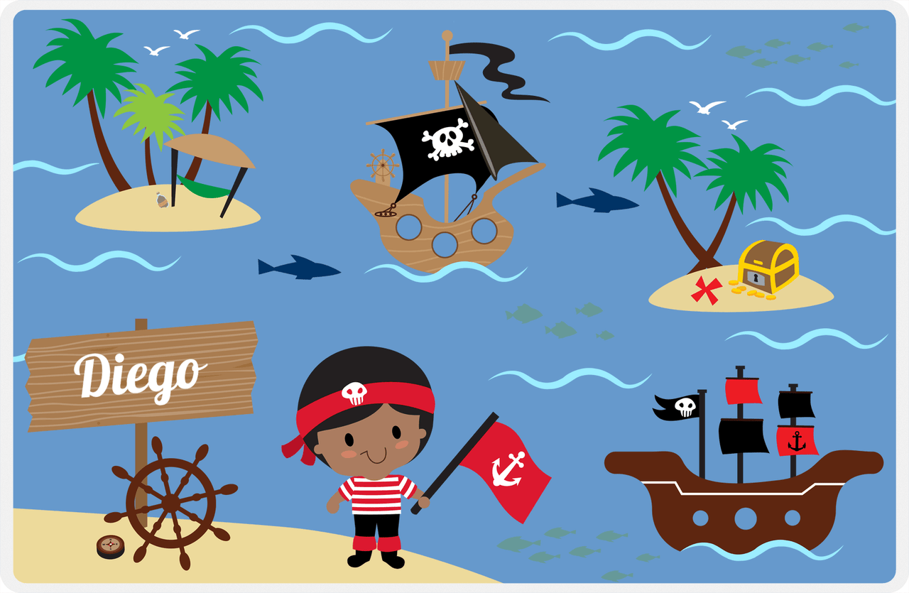 Personalized Pirate Placemat - Boy Pirate III - Black Boy -  View