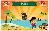 Thumbnail for Personalized Pirate Placemat - Boy Pirate with Flag IV - Blond Boy -  View