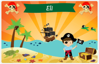 Thumbnail for Personalized Pirate Placemat - Boy Pirate with Flag IV - Brown Hair Boy -  View