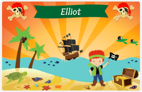 Thumbnail for Personalized Pirate Placemat - Boy Pirate with Flag IV - Redhead Boy -  View