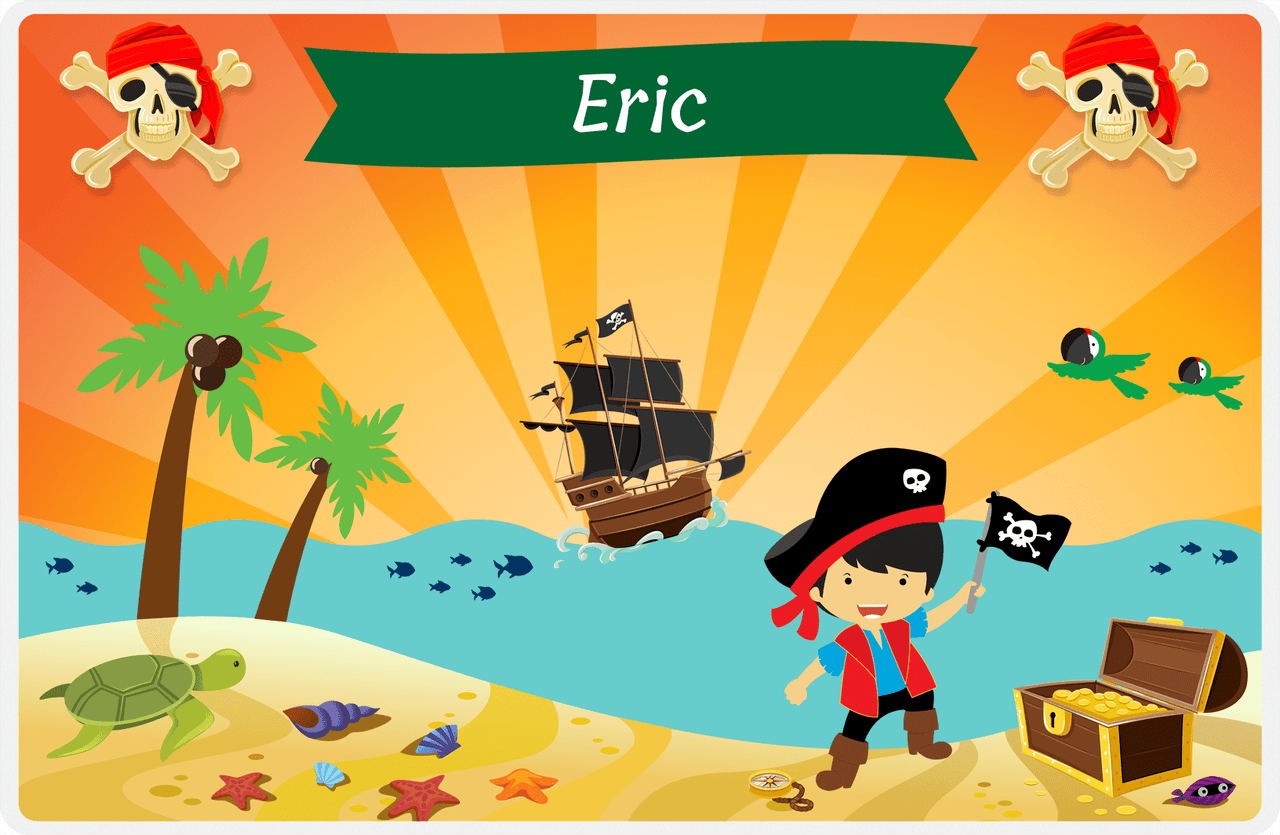 Personalized Pirate Placemat - Boy Pirate with Flag IV - Asian Boy -  View