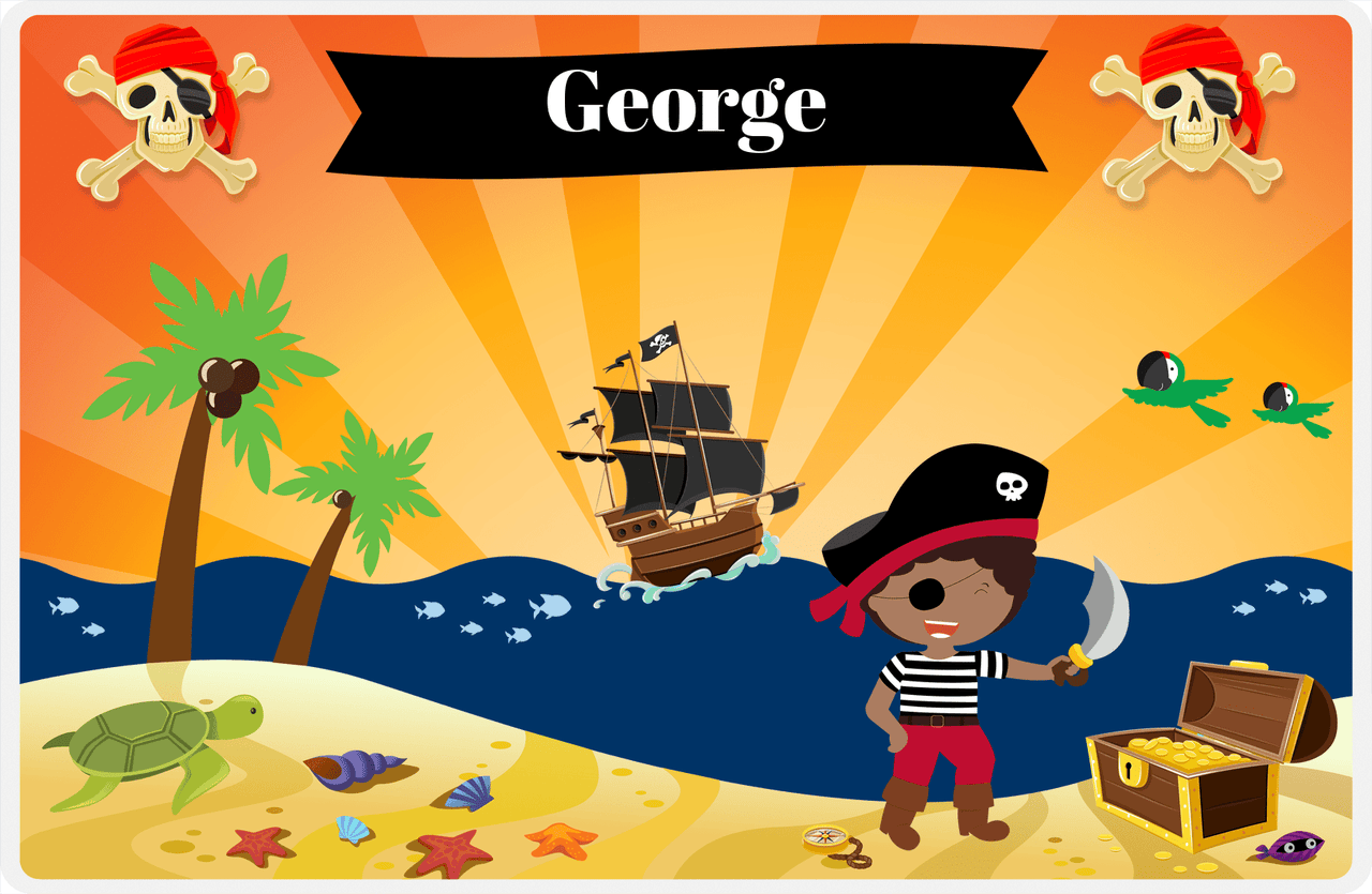 Personalized Pirate Placemat - Boy Pirate with Sword IV - Black Boy -  View
