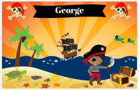 Thumbnail for Personalized Pirate Placemat - Boy Pirate with Sword IV - Black Boy -  View