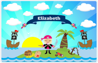 Thumbnail for Personalized Pirate Placemat - Girl Pirate with Sword V - Blonde Girl -  View