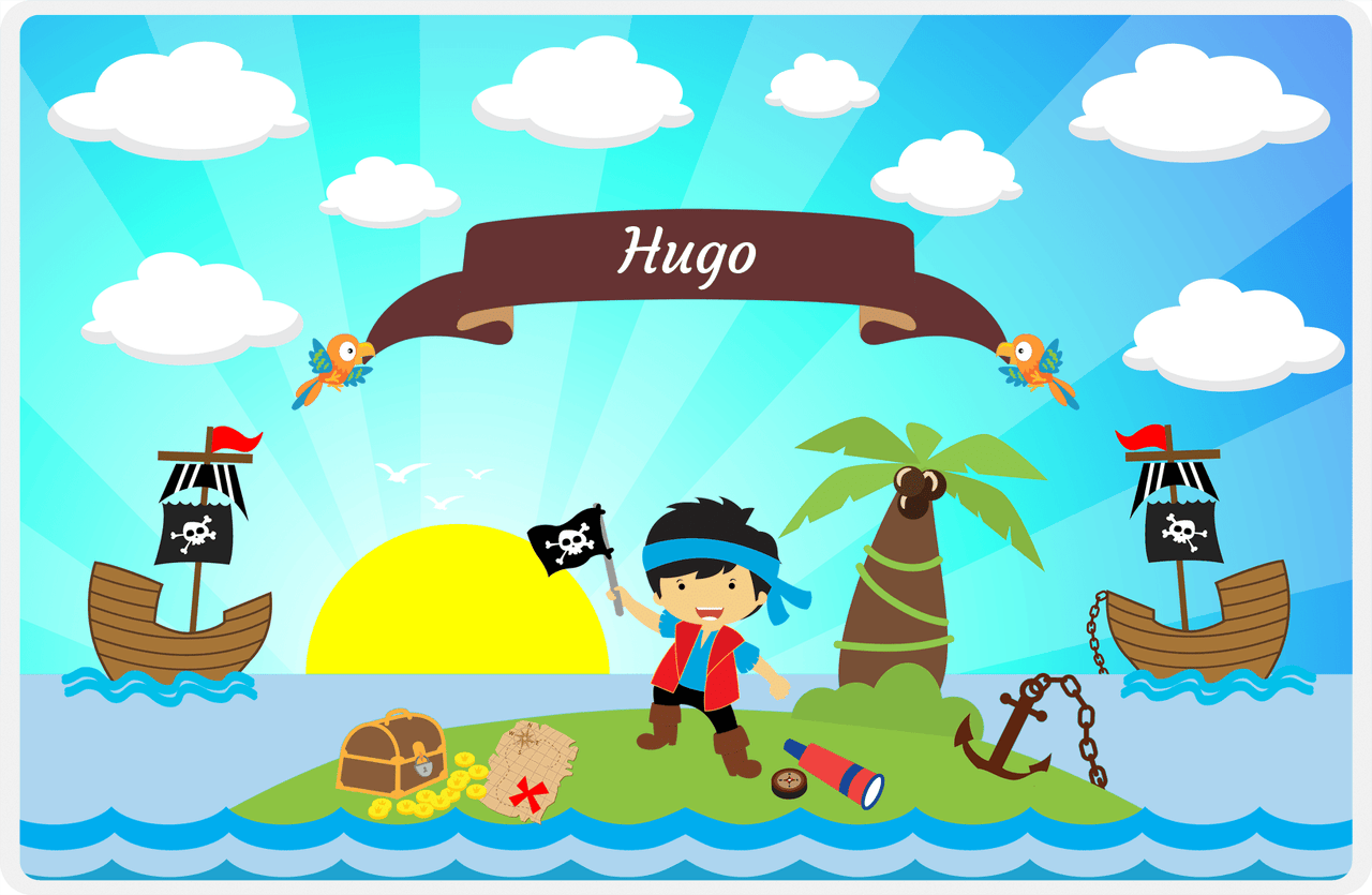 Personalized Pirate Placemat - Boy Pirate with Flag V - Asian Boy -  View