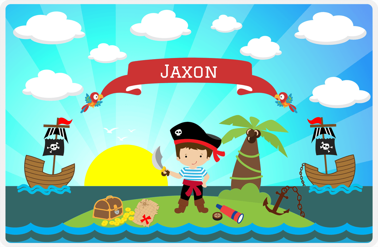 Personalized Pirate Placemat - Boy Pirate with Sword V - Brown Hair Boy -  View