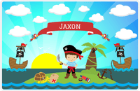 Thumbnail for Personalized Pirate Placemat - Boy Pirate with Sword V - Brown Hair Boy -  View