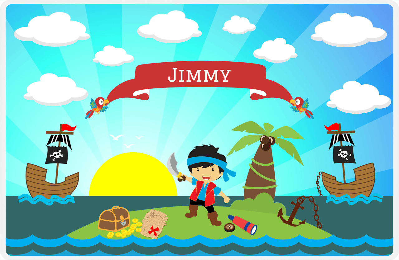Personalized Pirate Placemat - Boy Pirate with Sword V - Asian Boy -  View