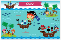 Thumbnail for Personalized Pirate Placemat - Girl Pirate VI - Redhead Girl -  View