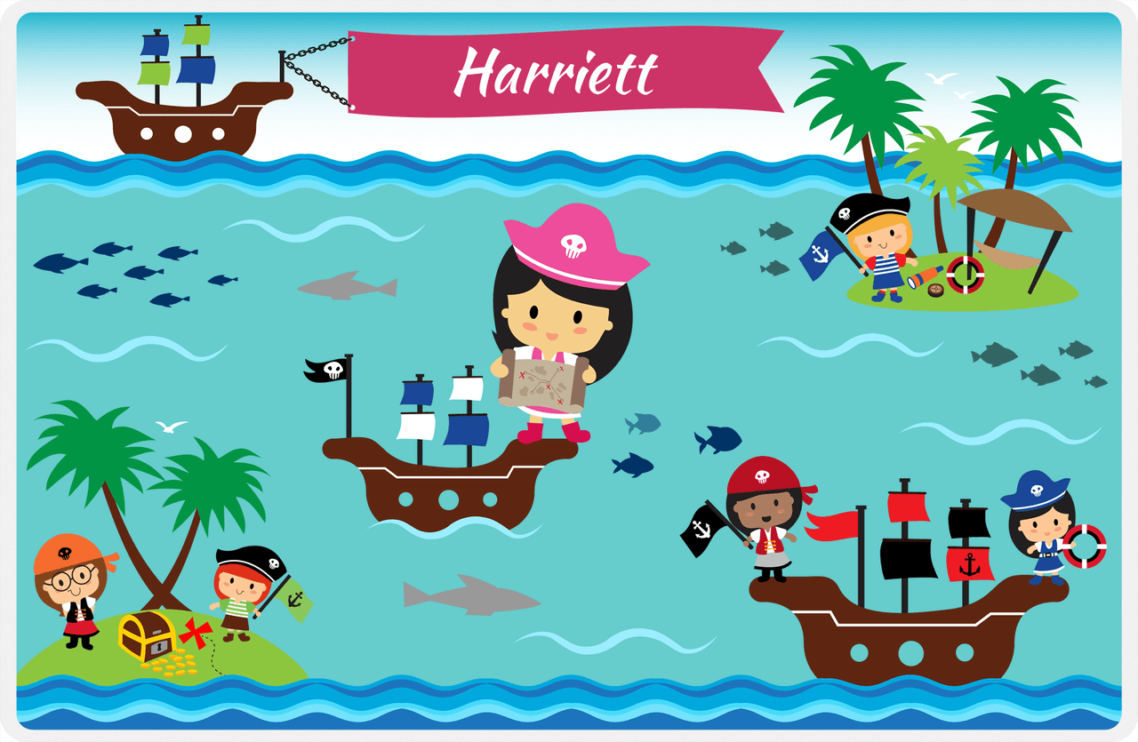 Personalized Pirate Placemat - Girl Pirate VI - Asian Girl -  View