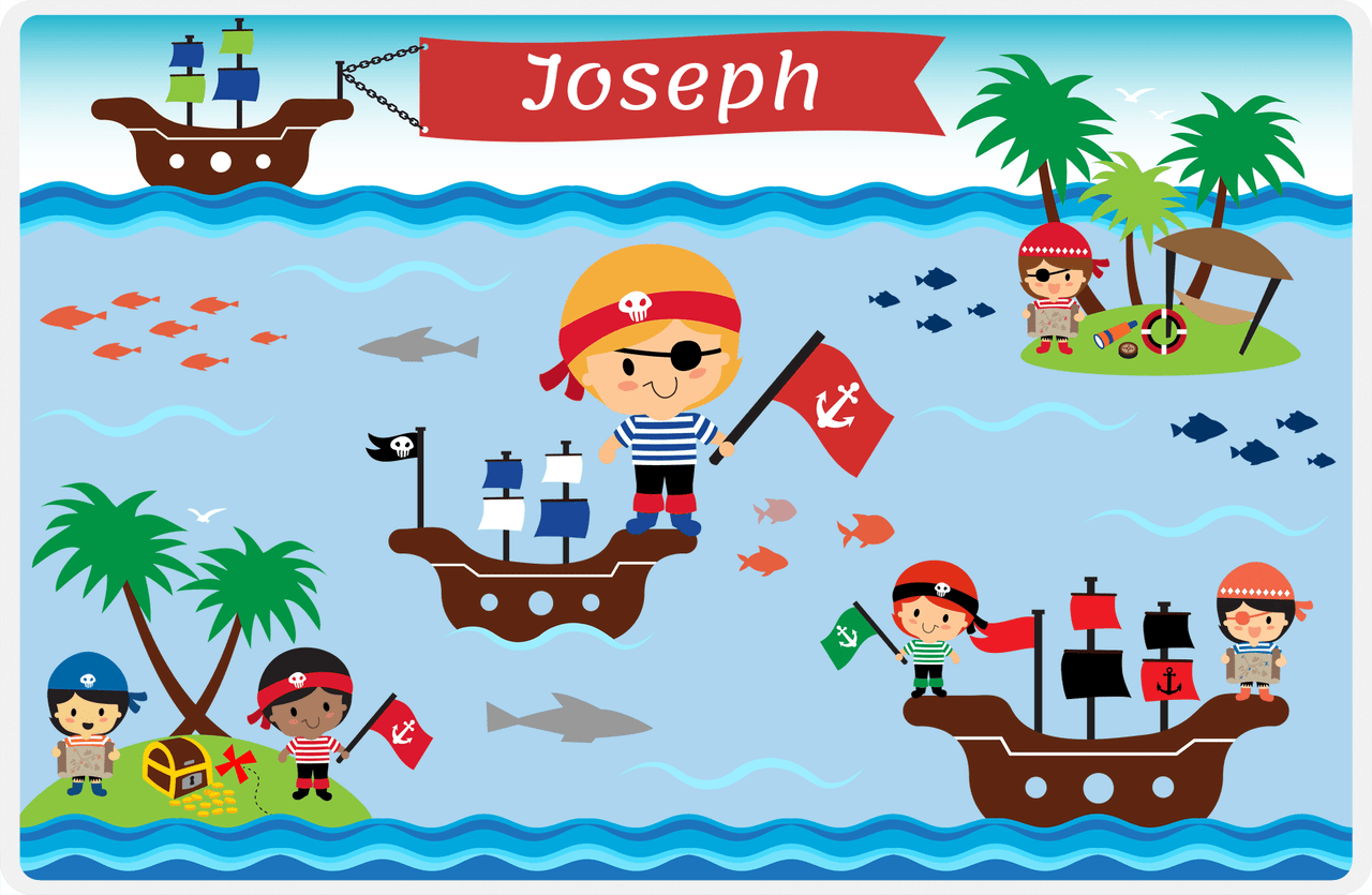Personalized Pirate Placemat - Boy Pirate VI - Blond Boy -  View