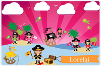 Thumbnail for Personalized Pirate Placemat - Girl Pirate with Flag VII - Brunette Girl -  View