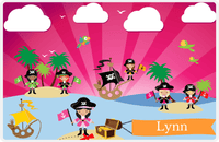 Thumbnail for Personalized Pirate Placemat - Girl Pirate with Flag VII - Black Hair Girl -  View