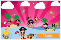 Thumbnail for Personalized Pirate Placemat - Girl Pirate with Flag VII - Asian Girl -  View