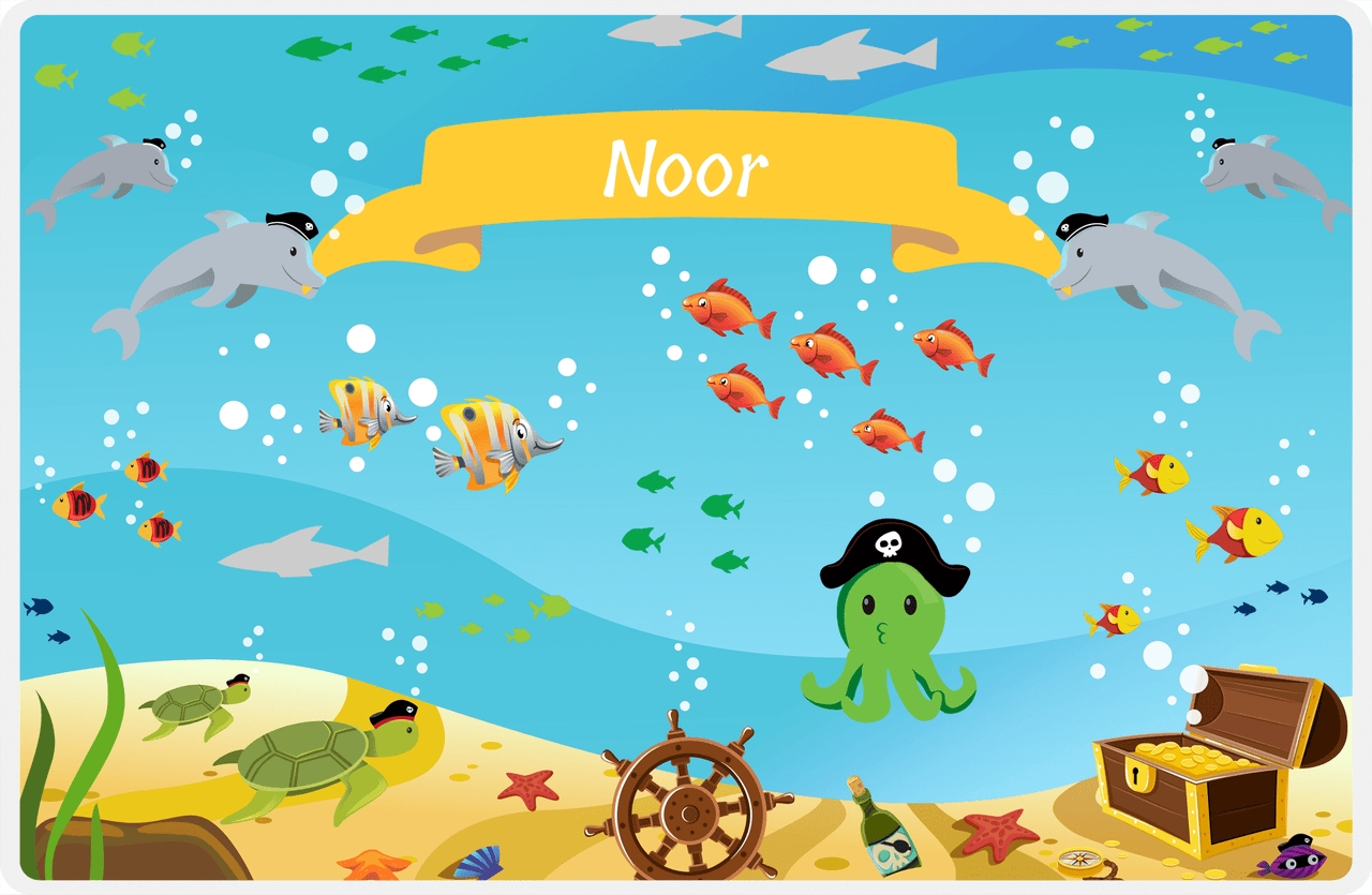 Personalized Pirate Placemat - Octopus - Green Octopus -  View