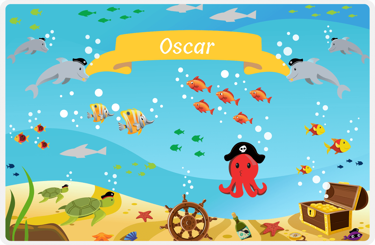 Personalized Pirate Placemat - Octopus - Red Octopus -  View