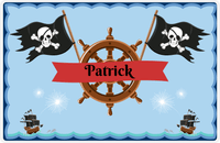 Thumbnail for Personalized Pirate Placemat - Ocean Ships - Red Banner -  View