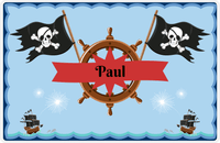 Thumbnail for Personalized Pirate Placemat - Ocean Ships - Red Star Banner -  View
