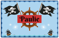 Thumbnail for Personalized Pirate Placemat - Ocean Ships - Red Nameplate -  View