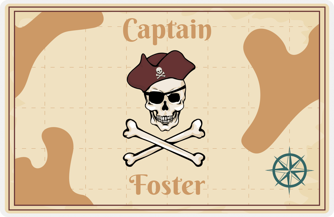 Personalized Pirates Placemat - Crossbones, Hat, & Eyepatch -  View