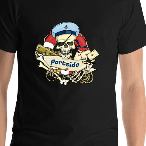 Personalized Pirates T-Shirt - Black - Eyepatch - Shirt Close-Up View