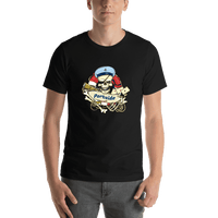 Thumbnail for Personalized Pirates T-Shirt - Black - Gold Tooth, Eye Patch, and Chilling - Shirt View