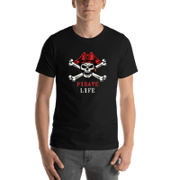 Thumbnail for Personalized Pirates T-Shirt - Black - Crossbones - Shirt View