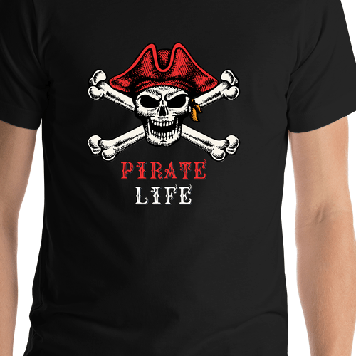 Personalized Pirates T-Shirt - Black - Crossbones - Shirt Close-Up View