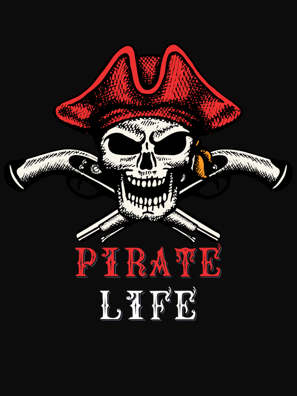 Personalized Pirates T-Shirt - Black - Arms - Decorate View