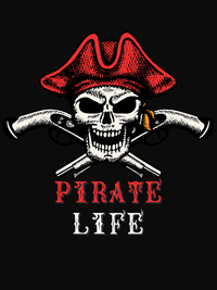Thumbnail for Personalized Pirates T-Shirt - Black - Arms - Decorate View