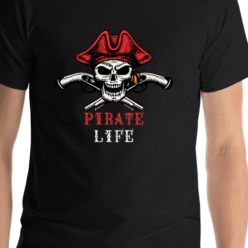 Personalized Pirates T-Shirt - Black - Arms - Shirt Close-Up View