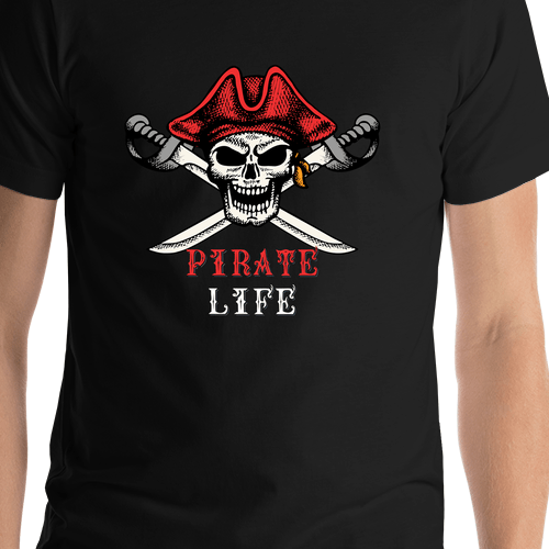 Personalized Pirates T-Shirt - Black - Swords Down - Shirt Close-Up View