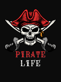 Thumbnail for Personalized Pirates T-Shirt - Black - Cutlass - Decorate View