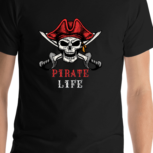 Personalized Pirates T-Shirt - Black - Cutlass - Shirt Close-Up View