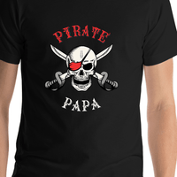 Thumbnail for Personalized Pirates T-Shirt - Black - Swords Up - Shirt Close-Up View