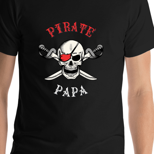 Personalized Pirates T-Shirt - Black - Swords Down - Shirt Close-Up View