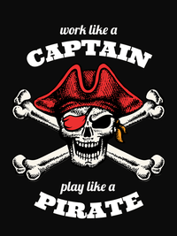 Thumbnail for Pirates T-Shirt - Black - Work Like a Captain - Crossbones - Decorate View