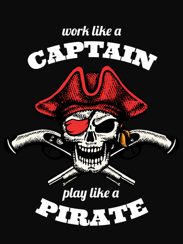 Pirates T-Shirt - Black - Work Like a Captain - Arms - Decorate View