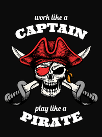 Thumbnail for Pirates T-Shirt - Black - Work Like a Captain - Swords Up - Decorate View
