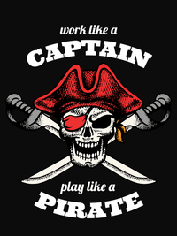 Thumbnail for Pirates T-Shirt - Black - Work Like a Captain - Swords Down - Decorate View