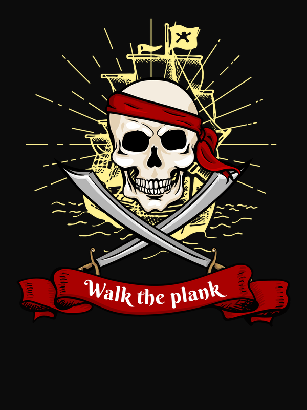 Pirates T-Shirt - Black - Walk the Plank - Decorate View