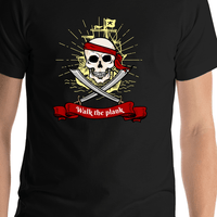 Thumbnail for Pirates T-Shirt - Black - Walk the Plank - Shirt Close-Up View