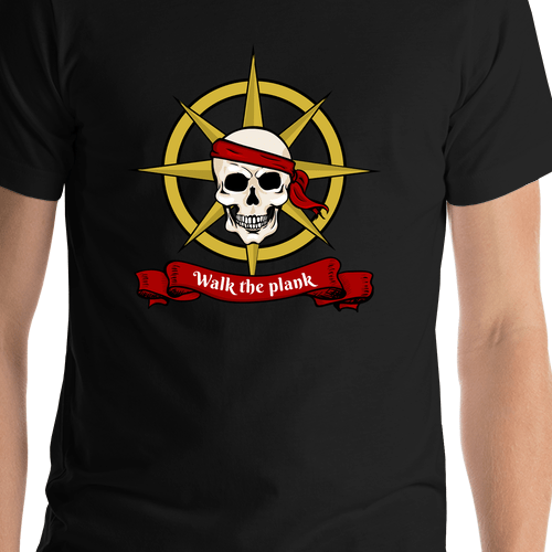 Pirates T-Shirt - Black - Walk the Plank - Shirt Close-Up View