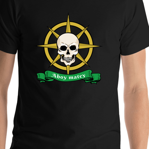 Pirates T-Shirt - Black - Ahoy Matey - Shirt Close-Up View