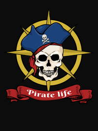 Thumbnail for Pirates T-Shirt - Black - Pirate Life - Decorate View