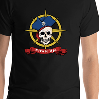 Thumbnail for Pirates T-Shirt - Black - Pirate Life - Shirt Close-Up View
