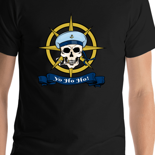 Pirates T-Shirt - Black - Yo Ho Ho - Shirt Close-Up View