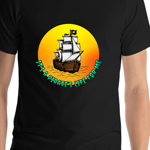 Pirates T-Shirt - Black - It's a Pirate's Life for Me - Shirt Close-Up View