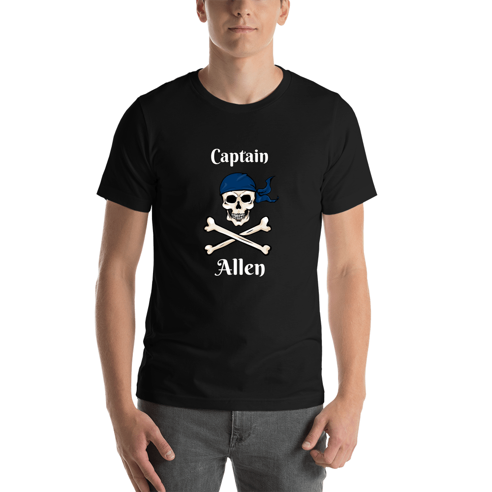 Personalized Pirate T-Shirt - Black - Crossbones & Bandana - Shirt View
