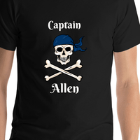 Thumbnail for Personalized Pirate T-Shirt - Black - Crossbones & Bandana - Shirt Close-Up View